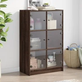 Aparador alto con puertas madera roble marrón 68x37x109 cm de , Aparadores - Ref: Foro24-3295856, Precio: 120,20 €, Descuento: %