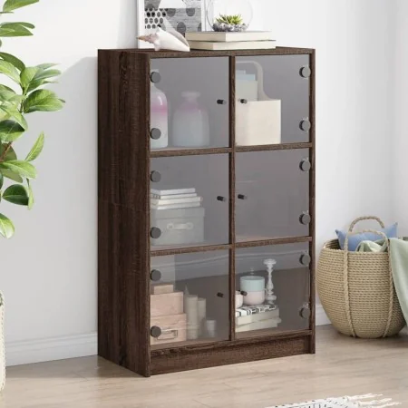 Aparador alto con puertas madera roble marrón 68x37x109 cm de , Aparadores - Ref: Foro24-3295856, Precio: 120,20 €, Descuento: %