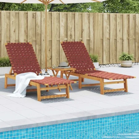 Tumbonas con mesa 2 unidades madera maciza de acacia roja de , Tumbonas - Ref: Foro24-3214217, Precio: 264,28 €, Descuento: %