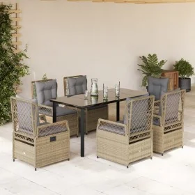 Set comedor de jardín 7 pzas con cojines ratán sintético beige de , Conjuntos de jardín - Ref: Foro24-3263010, Precio: 771,68...
