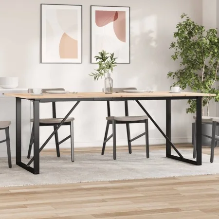 Mesa de comedor marco O madera maciza pino y acero 200x100x75cm de , Mesas de cocina y de comedor - Ref: Foro24-3282679, Prec...