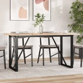 Mesa de comedor marco O madera maciza pino acero 140x80x75,5 cm by , Kitchen and dining tables - Ref: Foro24-3282742, Price: ...