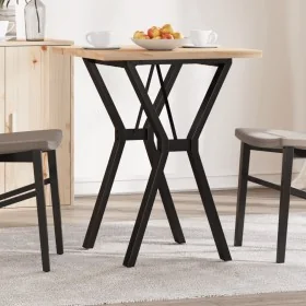 Mesa de comedor marco Y madera maciza pino y acero 60x60x75,5cm de , Mesas de cocina y de comedor - Ref: Foro24-3282780, Prec...