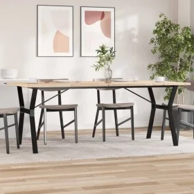 Mesa de comedor marco Y madera maciza pino acero 200x100x75,5cm by , Kitchen and dining tables - Ref: Foro24-3282789, Price: ...