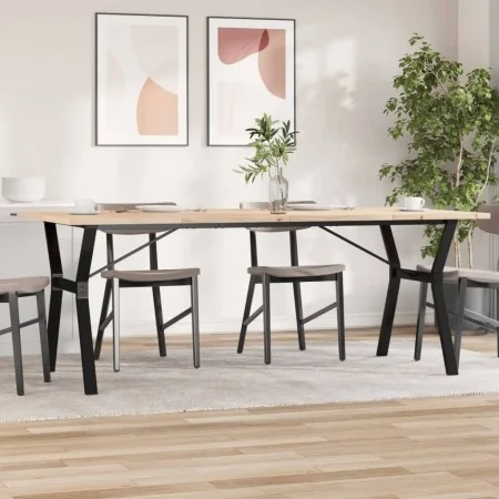 Mesa de comedor marco Y madera maciza pino acero 200x100x75,5cm de , Mesas de cocina y de comedor - Ref: Foro24-3282789, Prec...