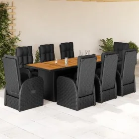 Set de comedor de jardín 9 pzas y cojines ratán sintético negro von , Gartensets - Ref: Foro24-3277635, Preis: 1,00 €, Rabatt: %