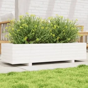 Jardinera de madera maciza de pino blanco 110x40x26,5 cm by , Pots and planters - Ref: Foro24-847339, Price: 112,77 €, Discou...