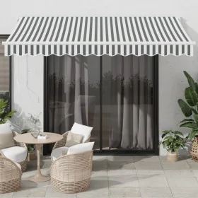 Toldo retráctil aluminio y tela antracita y blanco 3,5x2,5 m by , Awnings - Ref: Foro24-3216114, Price: 282,16 €, Discount: %