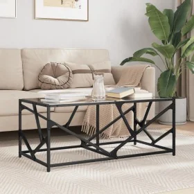 Mesa de centro de acero superficie de vidrio negra 98,5x50x41cm de , Mesas de centro - Ref: Foro24-845997, Precio: 55,72 €, D...