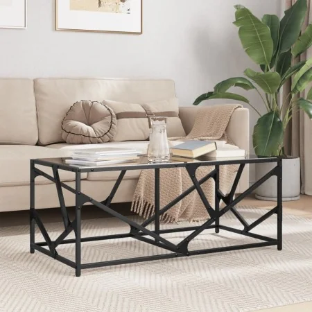Mesa de centro de acero superficie de vidrio negra 98,5x50x41cm de , Mesas de centro - Ref: Foro24-845997, Precio: 55,72 €, D...