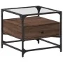 Mesa de centro con puertas de vidrio marrón roble 50x50x45 cm de , Mesas de centro - Ref: Foro24-846053, Precio: 69,99 €, Des...