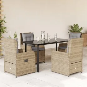 Set comedor de jardín 5 pzas con cojines ratán sintético beige de , Conjuntos de jardín - Ref: Foro24-3262877, Precio: 516,77...