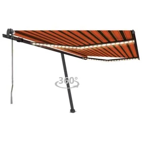 Toldo automático LED sensor de viento naranja marrón 450x350 cm by , Awnings - Ref: Foro24-3069855, Price: 934,71 €, Discount: %