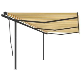 Toldo retráctil automático con postes amarillo y blanco 6x3,5 m de , Toldos - Ref: Foro24-3070288, Precio: 831,63 €, Descuent...