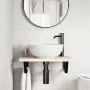 Estante de lavabo de pared de acero y madera maciza de roble de , Tocadores de baño - Ref: Foro24-3302335, Precio: 67,72 €, D...