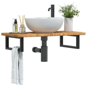 Estante de lavabo de pared de acero y madera maciza de roble by , bathroom vanities - Ref: Foro24-3302337, Price: 81,52 €, Di...