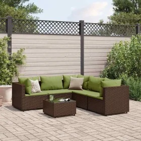 Set muebles de jardín 6 piezas y cojines ratán sintético marrón von , Gartensets - Ref: Foro24-3308134, Preis: 406,54 €, Raba...