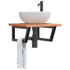 Estante de lavabo de pared de acero y madera maciza de haya de , Tocadores de baño - Ref: Foro24-3302427, Precio: 82,18 €, De...