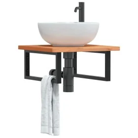 Estante de lavabo de pared de acero y madera maciza de haya de , Tocadores de baño - Ref: Foro24-3302425, Precio: 83,74 €, De...
