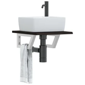 Estante de lavabo de pared de acero y madera maciza de roble de , Tocadores de baño - Ref: Foro24-3302574, Precio: 58,60 €, D...