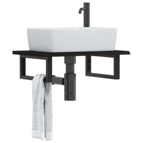 Estante de lavabo de pared de acero y madera maciza de roble by , bathroom vanities - Ref: Foro24-3302581, Price: 67,88 €, Di...