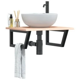 Estante de lavabo de pared de acero y madera maciza de roble by , bathroom vanities - Ref: Foro24-3302595, Price: 77,75 €, Di...