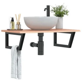 Estante de lavabo de pared de acero y madera maciza de roble de , Tocadores de baño - Ref: Foro24-3302611, Precio: 97,08 €, D...