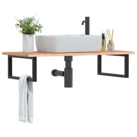 Estante de lavabo de pared de acero y madera maciza de roble de , Tocadores de baño - Ref: Foro24-3302613, Precio: 112,88 €, ...