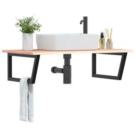 Estante de lavabo de pared de acero y madera maciza de roble by , bathroom vanities - Ref: Foro24-3302639, Price: 113,15 €, D...