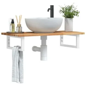 Estante de lavabo de pared acero y madera maciza de acacia de , Tocadores de baño - Ref: Foro24-3302716, Precio: 71,47 €, Des...