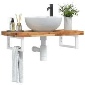 Estante de lavabo de pared acero y madera maciza de acacia by , bathroom vanities - Ref: Foro24-3302740, Price: 95,25 €, Disc...