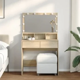 Tocador con luces LED color roble Sonoma 80x41x134,5 cm de , Tocadores para dormitorios - Ref: Foro24-848187, Precio: 138,86 ...