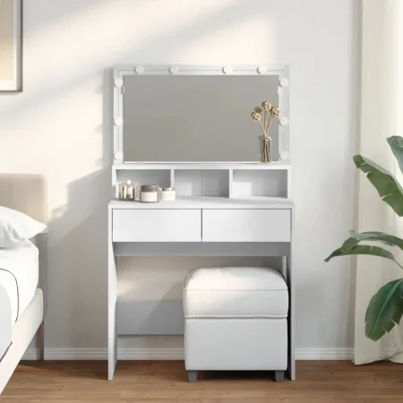 Tocador con luces LED blanco 80x41x134,5 cm de , Tocadores para dormitorios - Ref: Foro24-848185, Precio: 167,57 €, Descuento: %