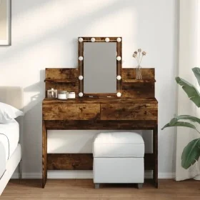 Tocador con luces LED color roble ahumado 100x40x130 cm von , Schlafzimmerkommoden - Ref: Foro24-848203, Preis: 132,95 €, Rab...