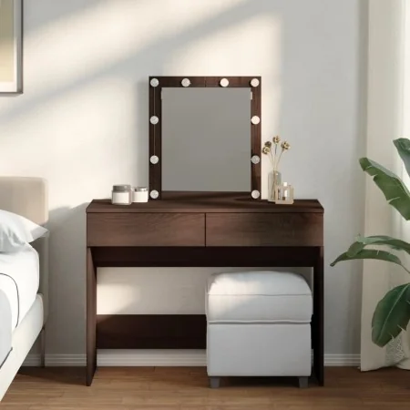 Tocador con LED marrón roble 100x40x130 cm de , Tocadores para dormitorios - Ref: Foro24-848198, Precio: 139,48 €, Descuento: %