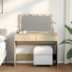 Tocador con luces LED color roble Sonoma 100x40x120 cm de , Tocadores para dormitorios - Ref: Foro24-848208, Precio: 145,36 €...