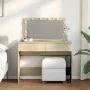 Tocador con luces LED color roble Sonoma 100x40x120 cm de , Tocadores para dormitorios - Ref: Foro24-848208, Precio: 145,36 €...