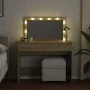 Tocador con luces LED color roble Sonoma 100x40x120 cm de , Tocadores para dormitorios - Ref: Foro24-848208, Precio: 145,36 €...