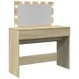 Tocador con luces LED color roble Sonoma 100x40x120 cm de , Tocadores para dormitorios - Ref: Foro24-848208, Precio: 145,36 €...