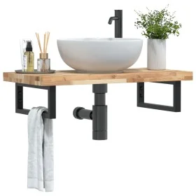 Estante de lavabo de pared acero y madera maciza de acacia de , Tocadores de baño - Ref: Foro24-3302693, Precio: 90,99 €, Des...