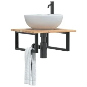 Estante de lavabo de pared acero y madera maciza de acacia de , Tocadores de baño - Ref: Foro24-3302761, Precio: 70,58 €, Des...