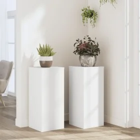 Soportes de plantas 2 uds madera ingeniería blanco 30x30x70 cm de , Soportes para macetas - Ref: Foro24-852924, Precio: 84,12...