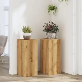 Soportes de plantas 2 uds madera roble artisian 30x30x70 cm de , Soportes para macetas - Ref: Foro24-852932, Precio: 79,93 €,...