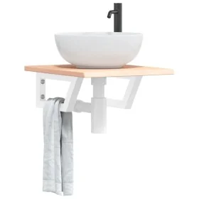 Estante de lavabo de pared de acero y madera maciza de roble de , Tocadores de baño - Ref: Foro24-3302534, Precio: 58,69 €, D...
