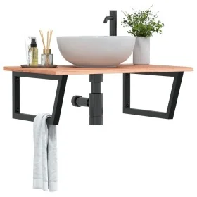 Estante de lavabo de pared de acero y madera maciza de roble de , Tocadores de baño - Ref: Foro24-3302647, Precio: 87,47 €, D...