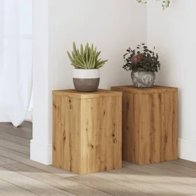 Soportes de plantas 2 uds madera roble artisian 20x20x30 cm de , Soportes para macetas - Ref: Foro24-852905, Precio: 36,69 €,...