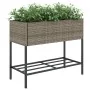 Jardinera con estante ratán sintético gris by , Pots and planters - Ref: Foro24-366386, Price: 82,70 €, Discount: %