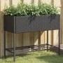 Jardinera con estante ratán sintético negro by , Pots and planters - Ref: Foro24-366384, Price: 81,06 €, Discount: %