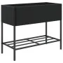 Jardinera con estante ratán sintético negro by , Pots and planters - Ref: Foro24-366384, Price: 81,06 €, Discount: %