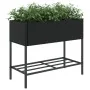 Jardinera con estante ratán sintético negro by , Pots and planters - Ref: Foro24-366384, Price: 81,06 €, Discount: %